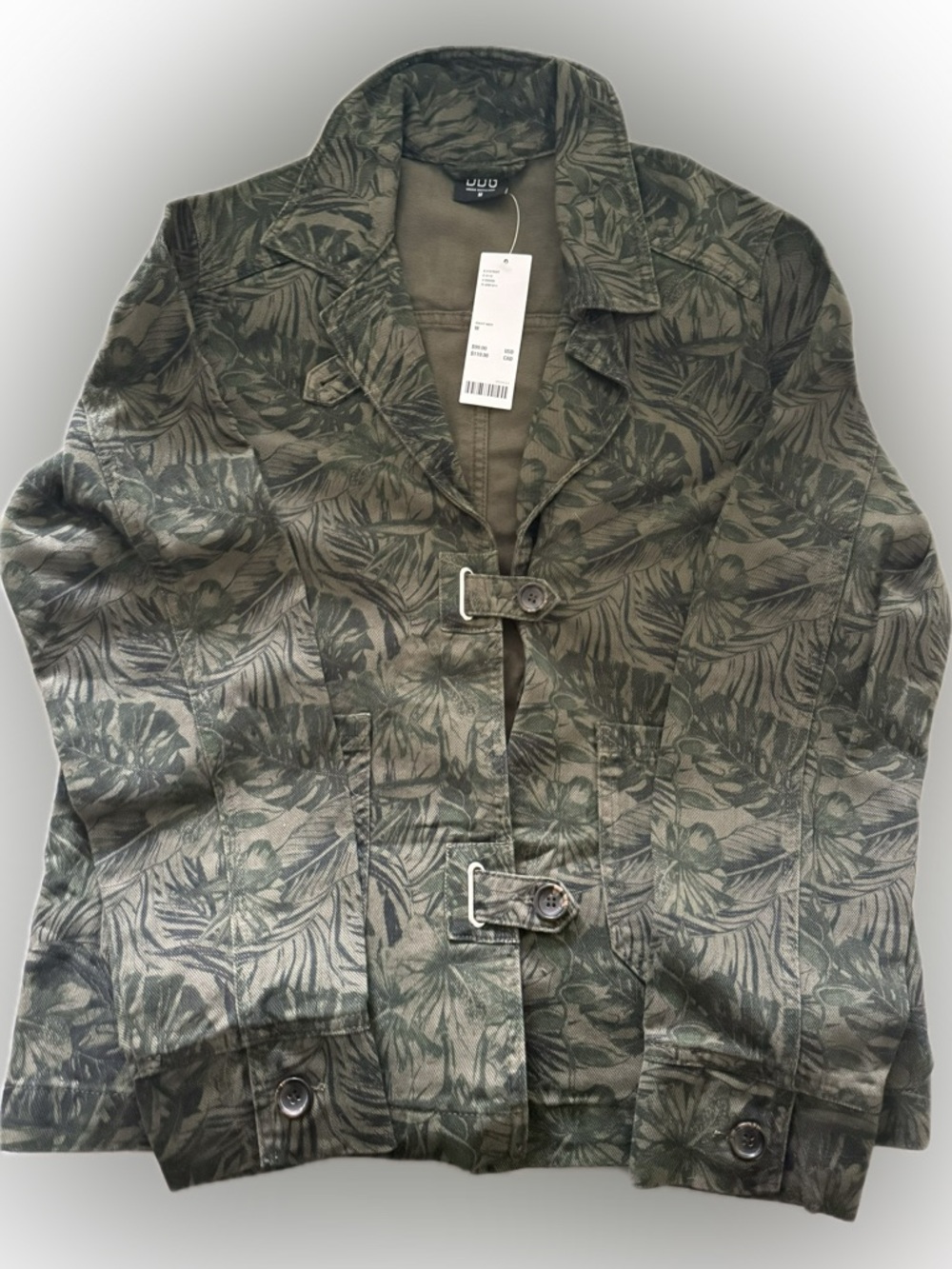 BDG Olive Green Print Buckle Jacket